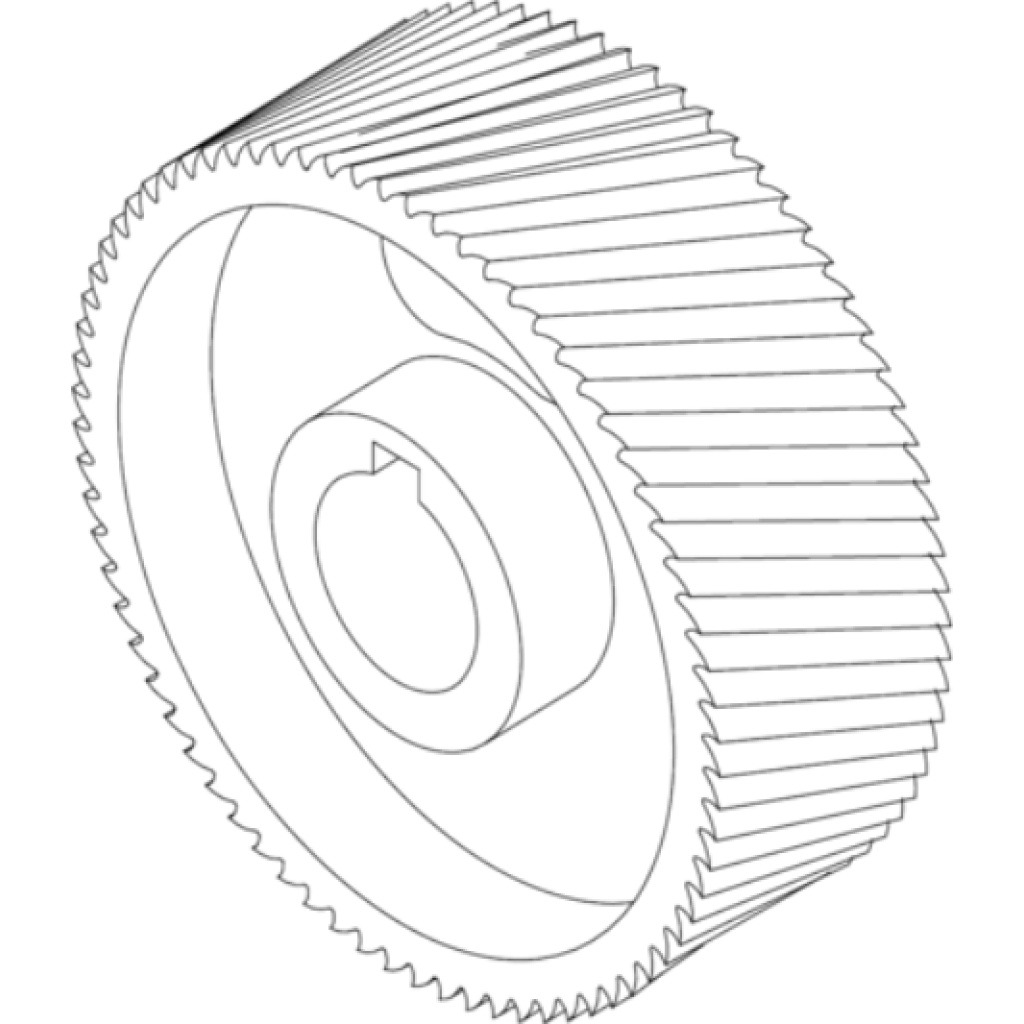 Leadermac steel feed roller Part No. 0430 – 140mm diameter, 50mm width, 35mm bore with 10mm keyway for planer moulder infeed/outfeed
