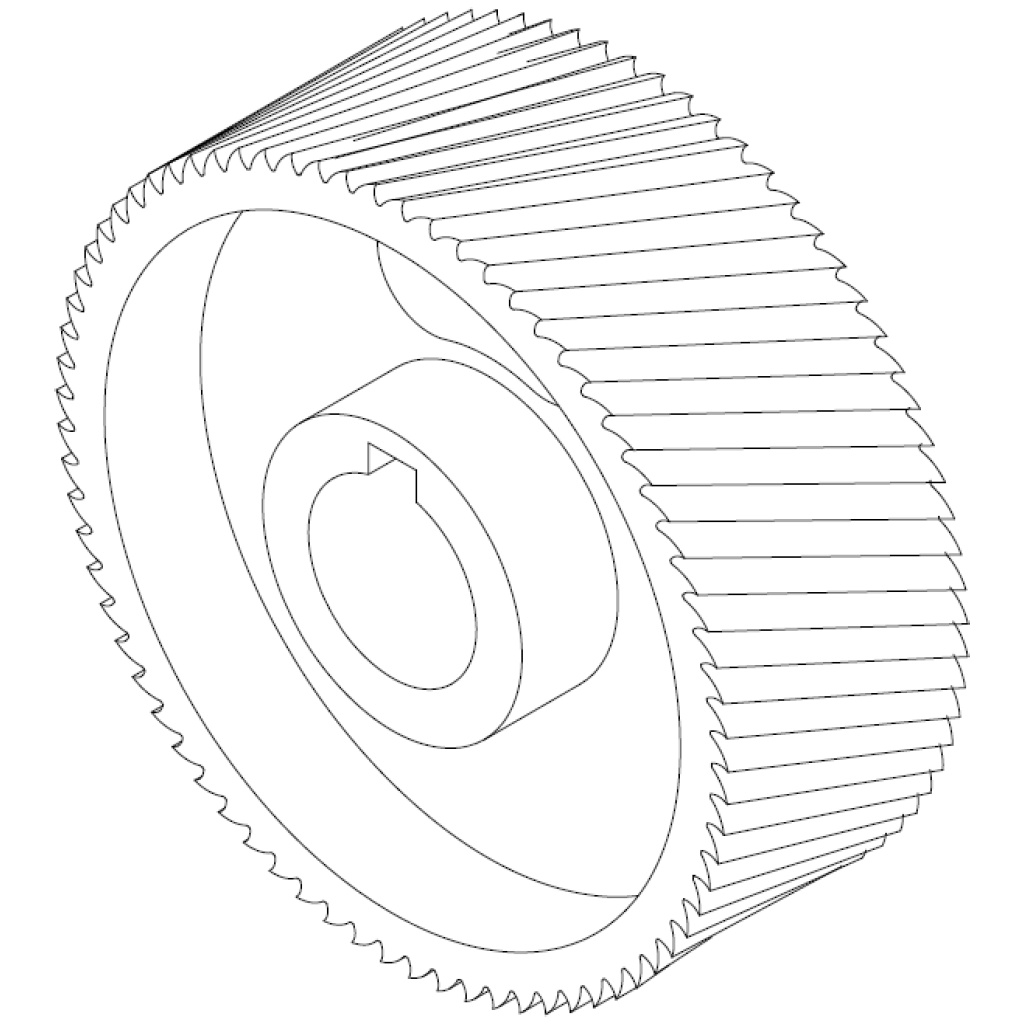 Leadermac steel feed roller Part No. 1756 – 140mm diameter, 40mm width, 35mm bore with 10mm keyway for short stock feeder in planer moulder