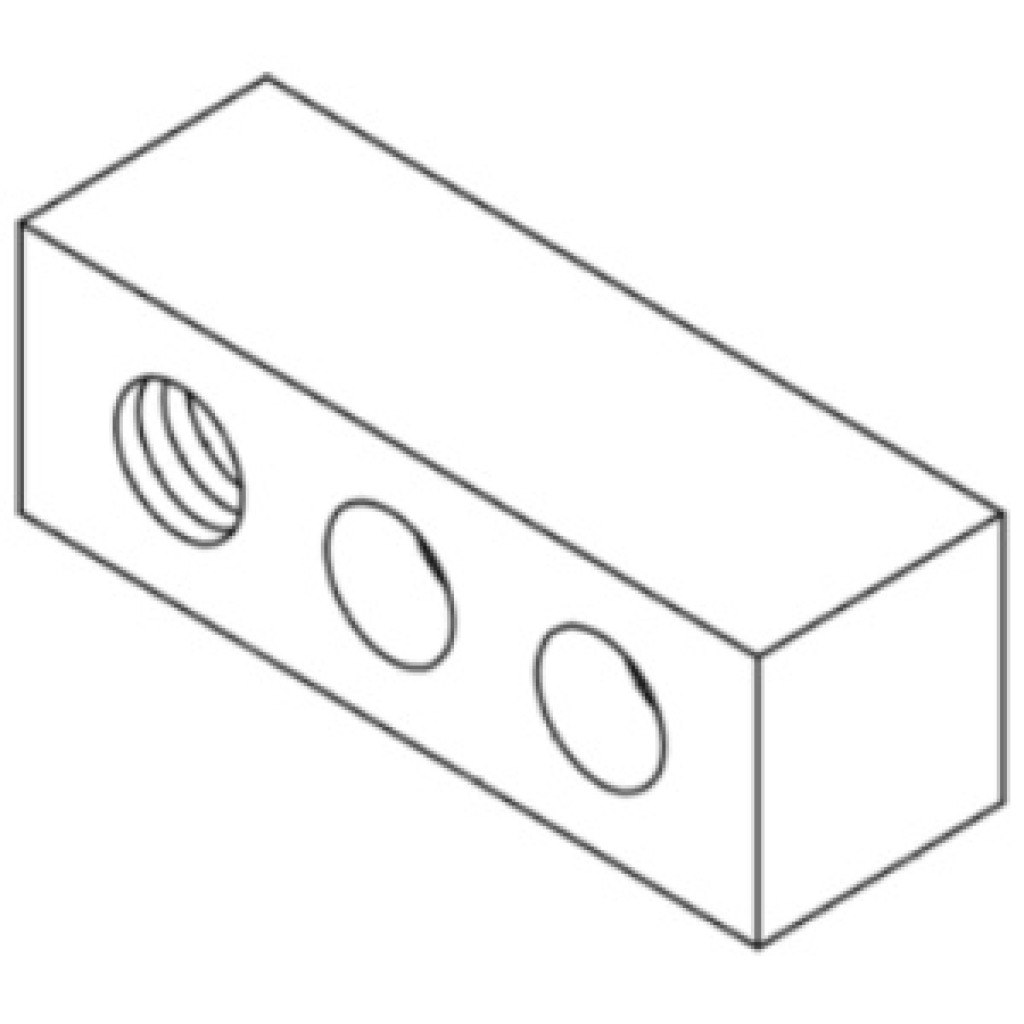 Nut base block with tapped and clearance holes – Part 0179