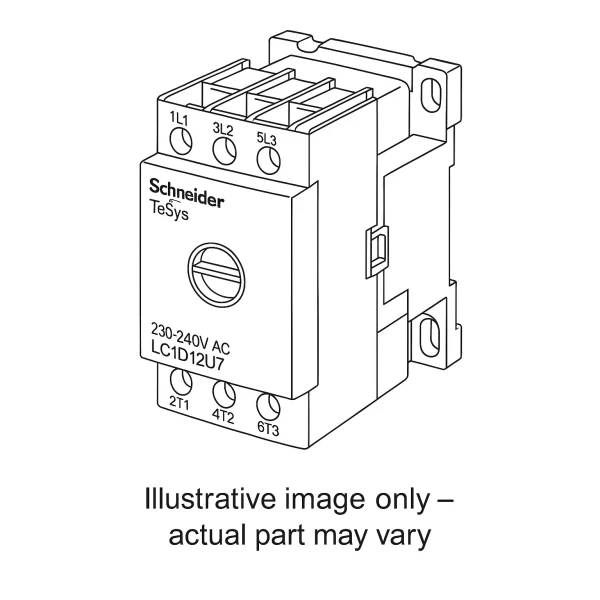 Schneider TeSys contactor LC1D12U7 230–240 V AC (Part No. 034934) – illustrative image only, actual part may vary