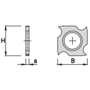 Technical drawing of 18 × 18 × 1.95 mm carbide insert with chip-breaker grooves