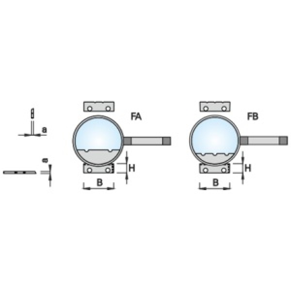Technical drawing of 23 × 7 × 1.5 mm carbide inserts with FA and FB underside profiles