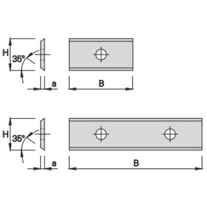 Rectangular Carbide Insert with two holes and a 35-degree beveled edge for woodworking machinery