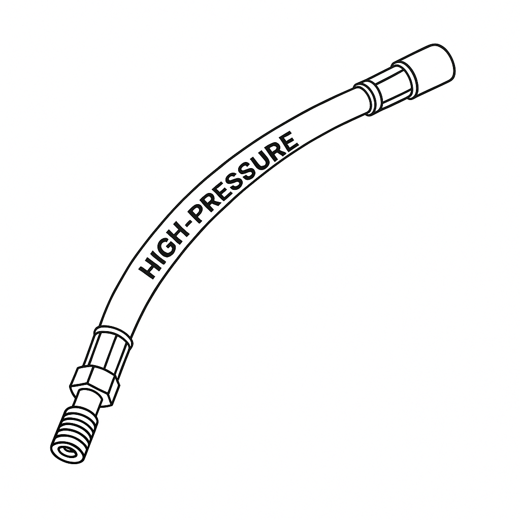 Flexible high‑pressure hose for grease guns
